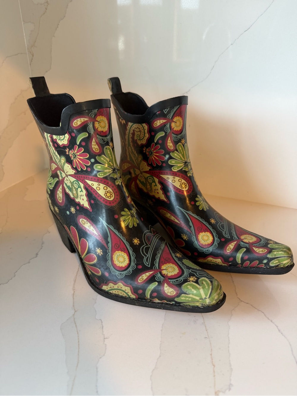 Rugged Outback Paisley Rubber Western Rain Boots Size 8 - 8.5 - Picture 4 of 6